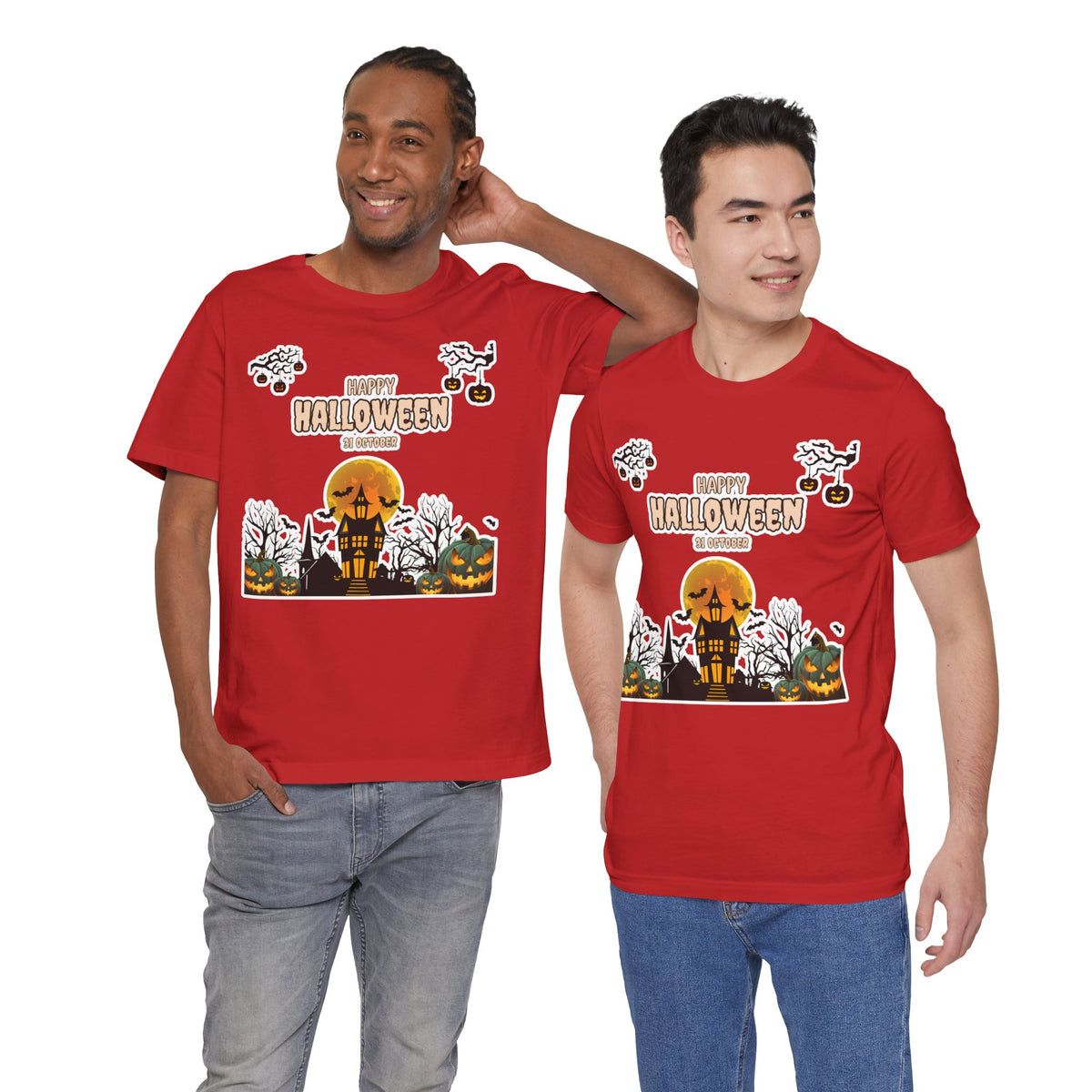 Halloween Haunted House T-Shirt — "Happy Halloween" Pumpkin Spooky Tee
