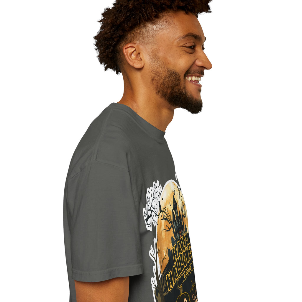 Halloween Haunted House T-Shirt — "Happy Halloween" Pumpkin Graphic Tee