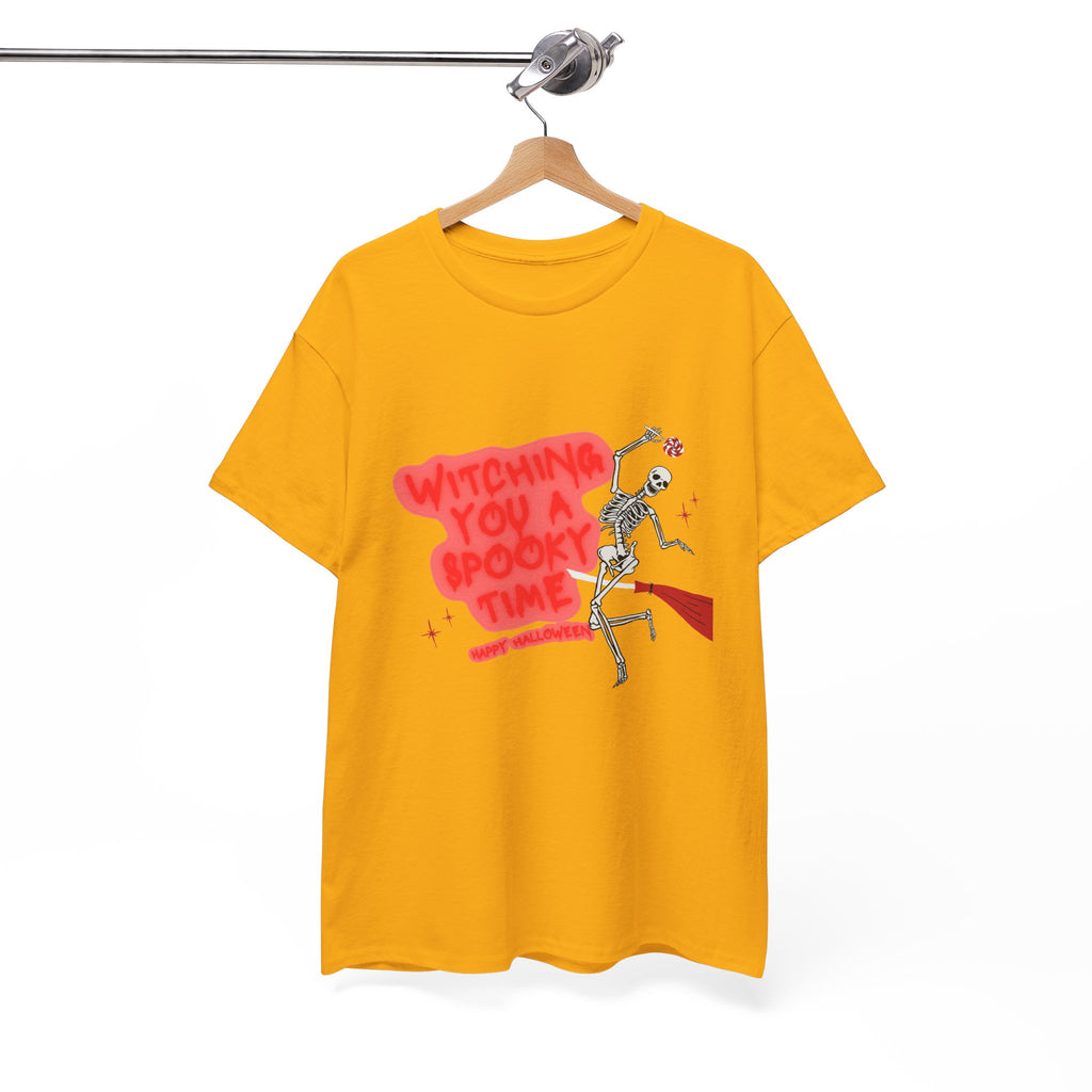Skeleton 'Witching You a Spooky Time' Halloween T-Shirt