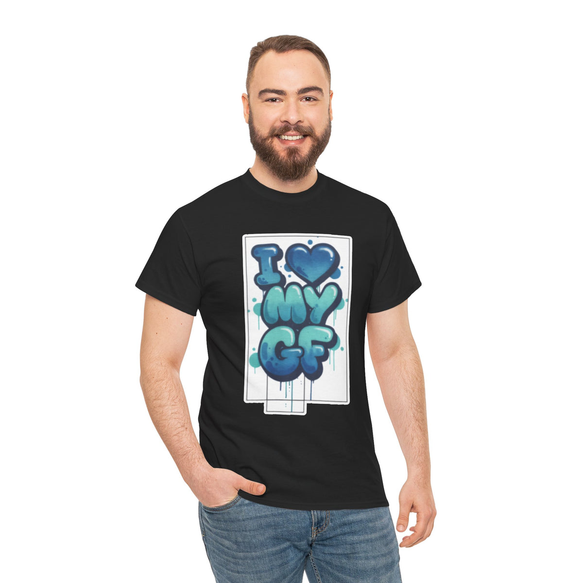I LOVE My GF T-Shirt — Cute Blue Graffiti Love Tee for Girlfriend Gifts