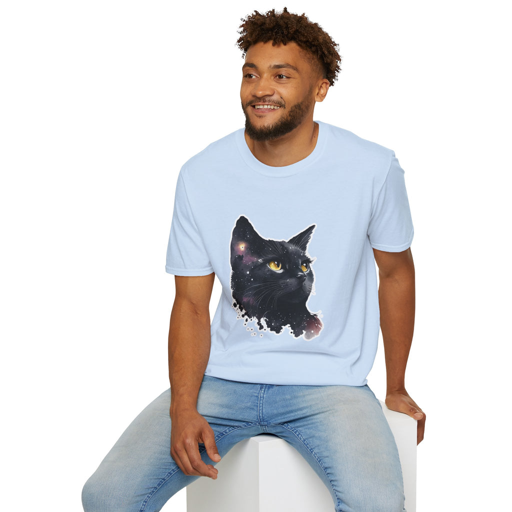Galaxy Black Cat T-Shirt — Cosmic Cat Portrait Tee