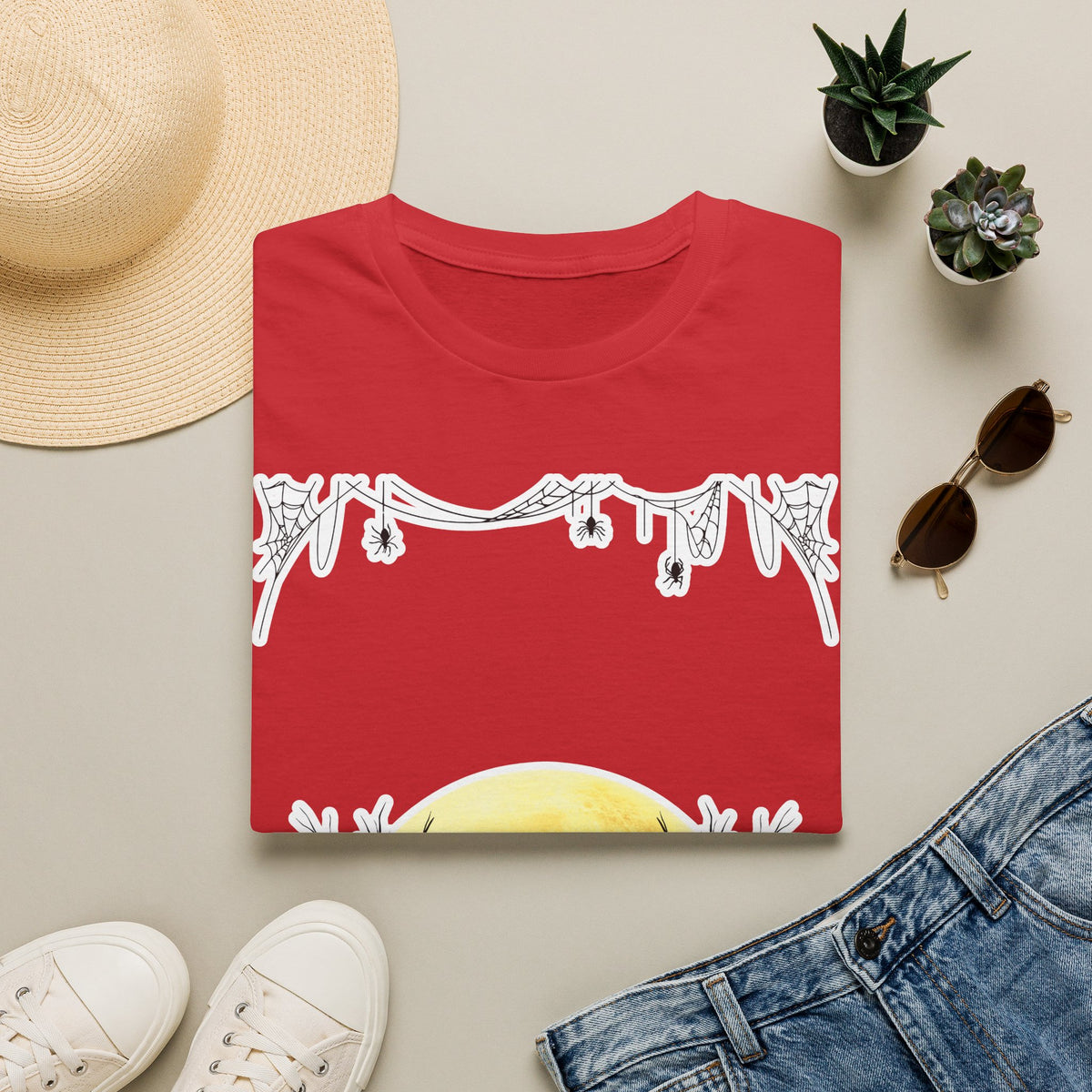 Halloween Moon Silhouette T-Shirt — Spooky Graveyard Pumpkin Scene