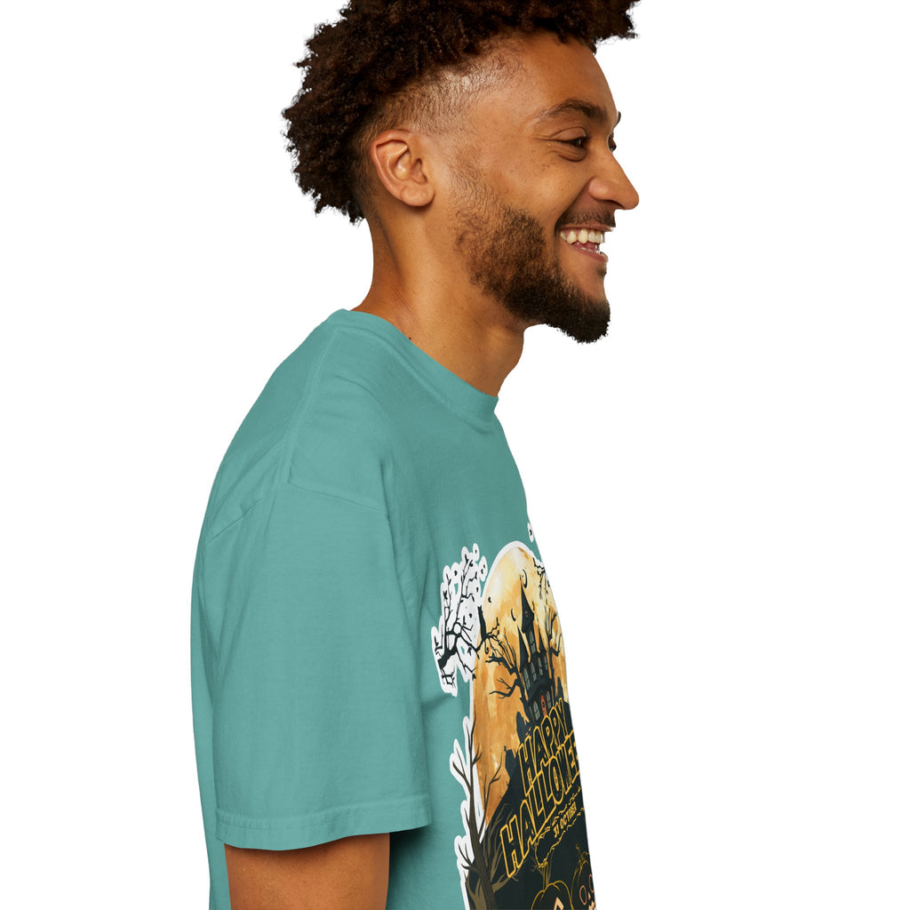 Halloween Haunted House T-Shirt — "Happy Halloween" Pumpkin Graphic Tee