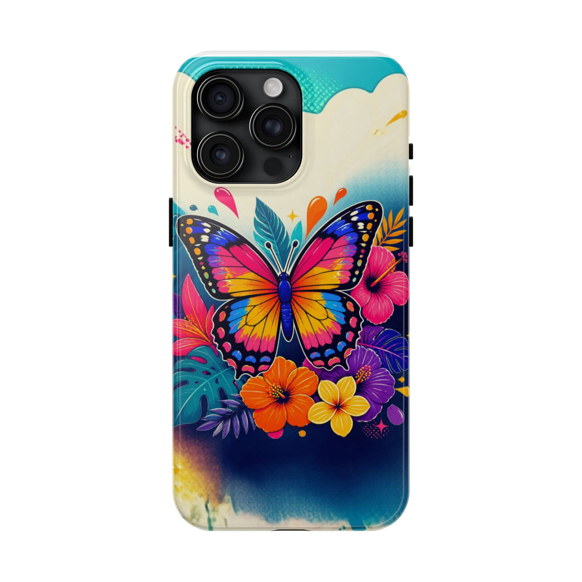 Butterfly Floral Tough Phone Case — Colorful Protective Phone Cover
