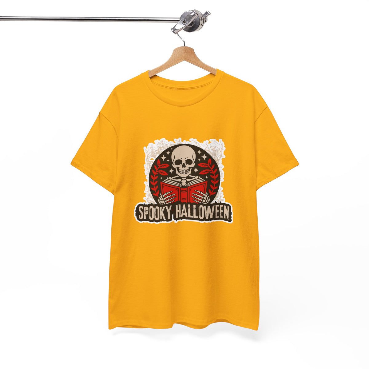 Spooky Halloween Skull Tee — Vintage Skeleton Reading Book Halloween T-Shirt