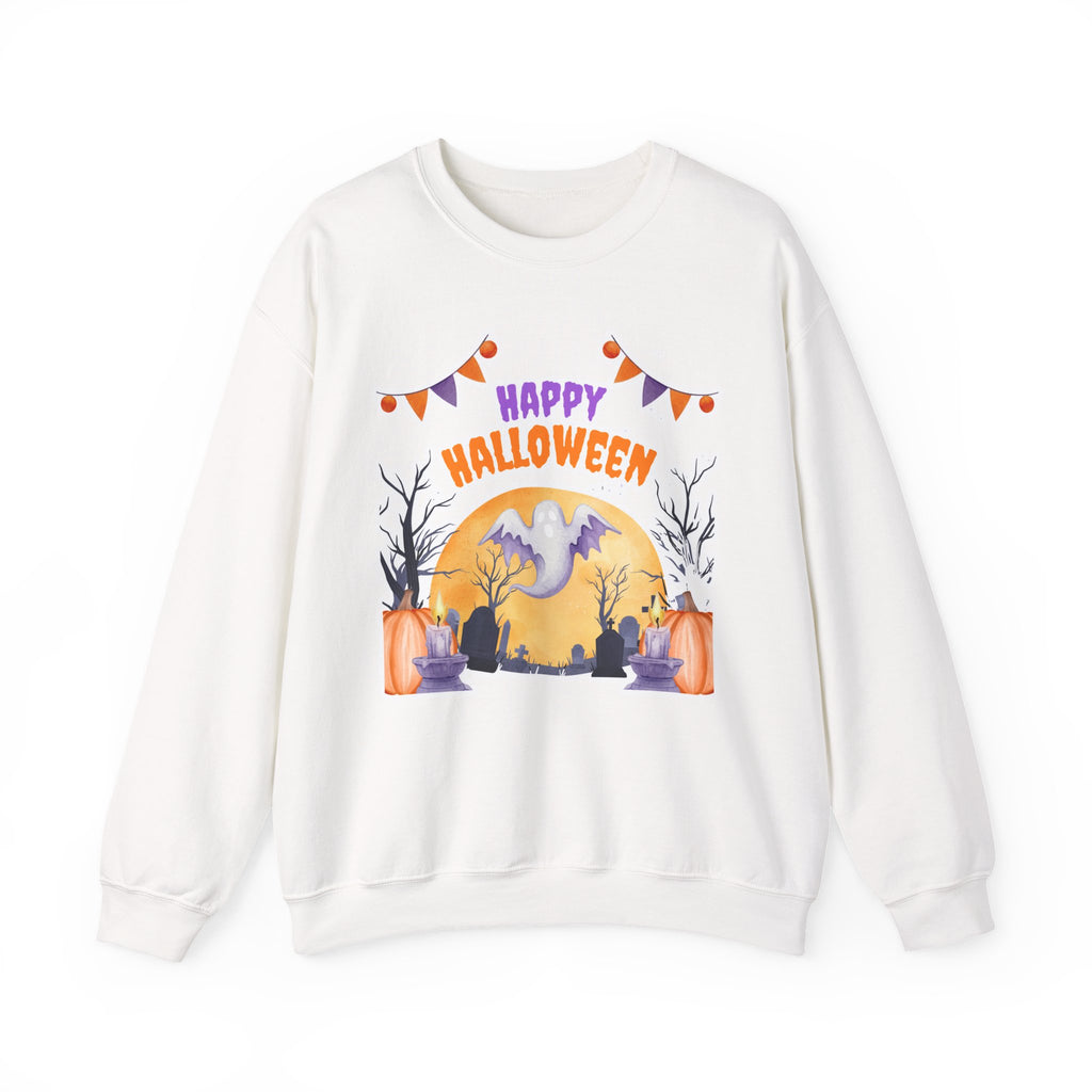 Happy Halloween Crewneck Sweatshirt — Cute Ghost Pumpkin Halloween Sweater