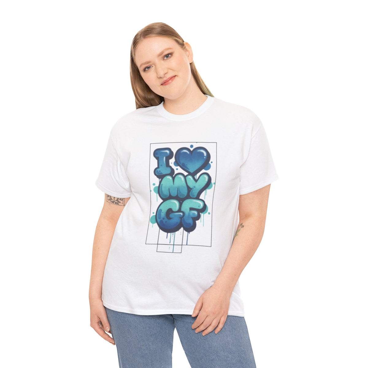 I LOVE My GF T-Shirt — Cute Blue Graffiti Love Tee for Girlfriend Gifts