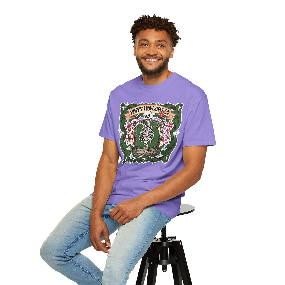 Happy Halloween Skeleton T-Shirt — Vintage Trick or Treat Graphic Tee
