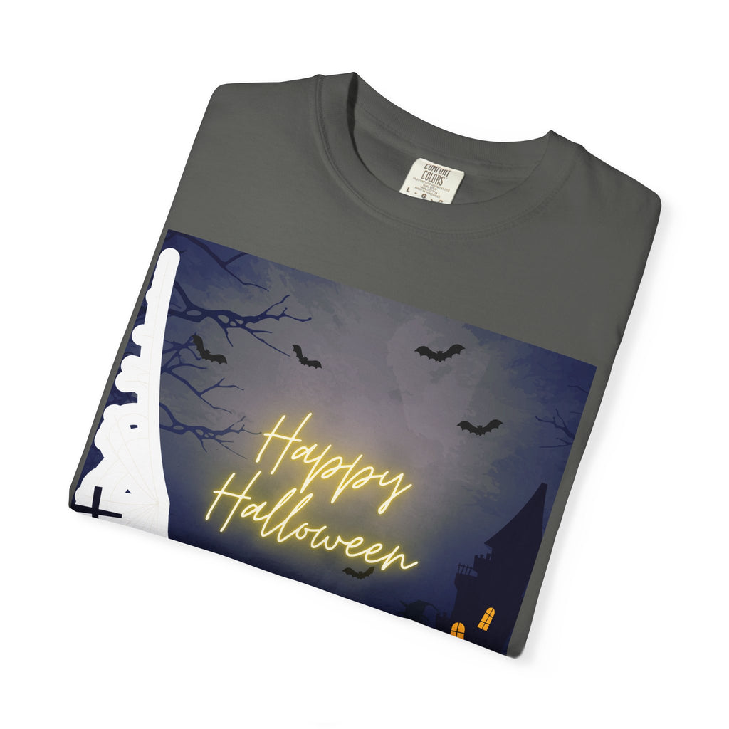 Halloween Night T-Shirt — "Happy Halloween" Haunted Graveyard Design