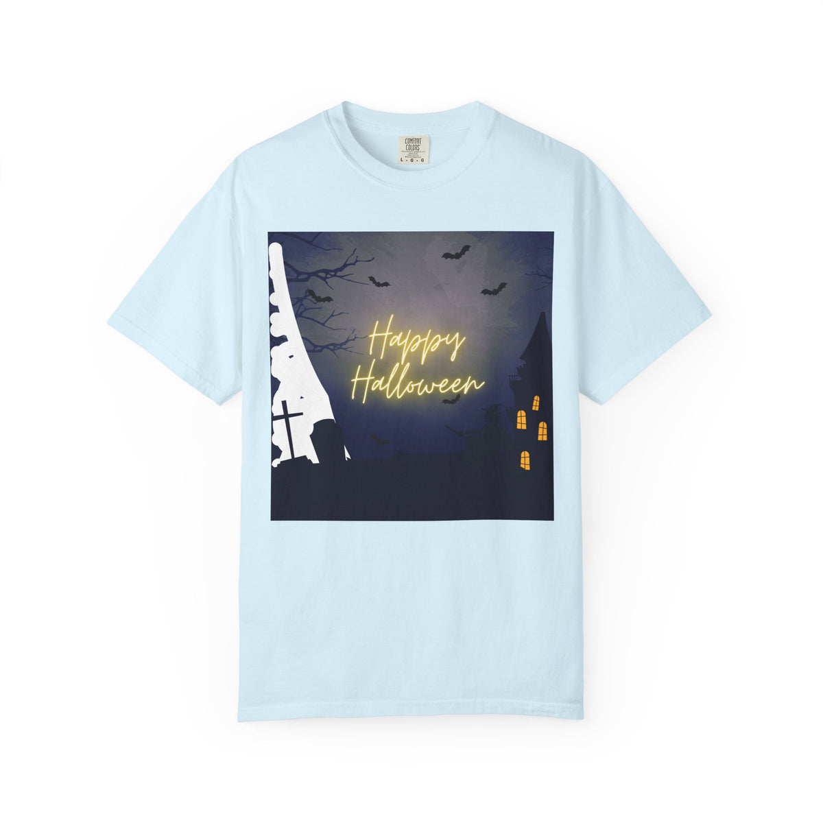 Halloween Night T-Shirt — "Happy Halloween" Haunted Graveyard Design