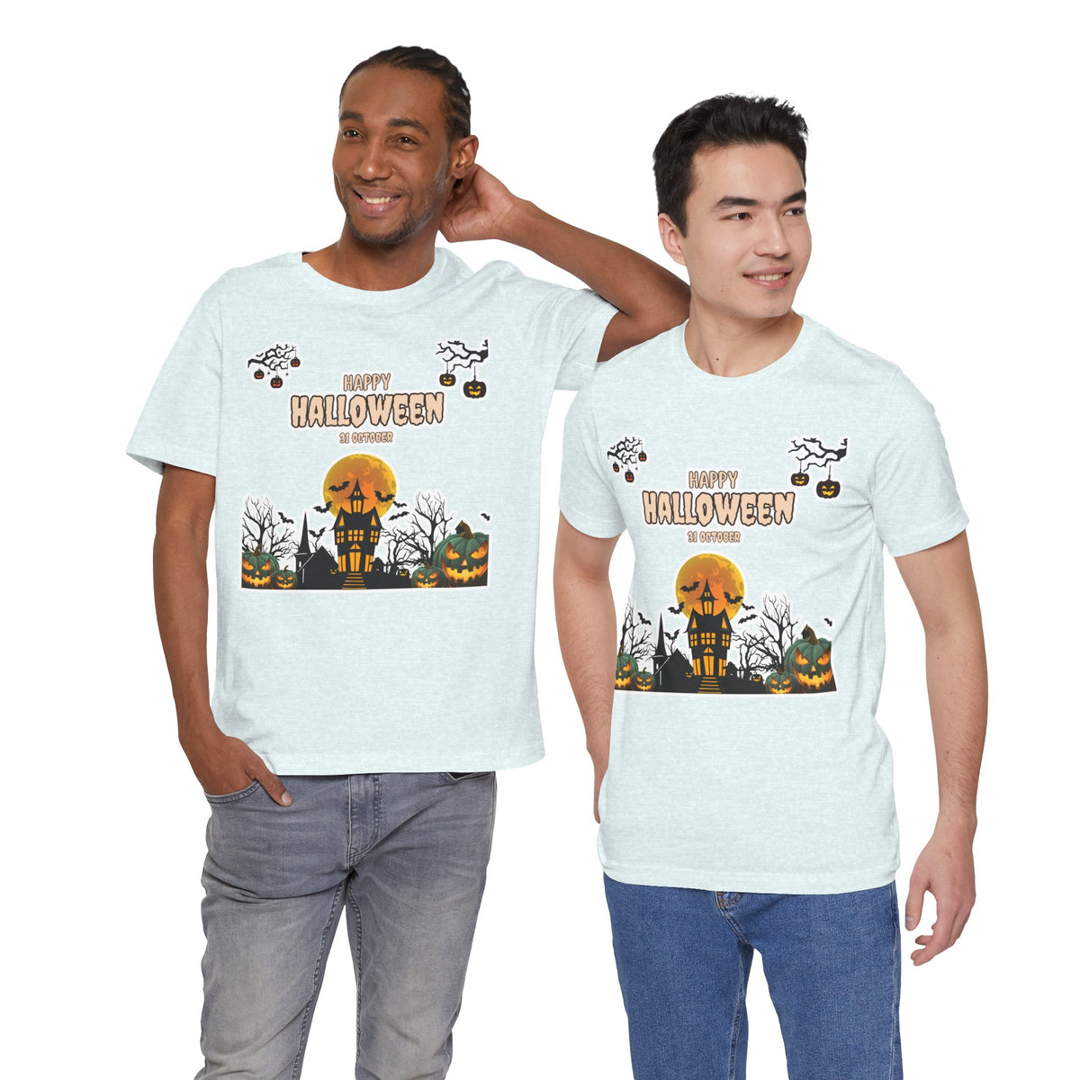Halloween Haunted House T-Shirt — "Happy Halloween" Pumpkin Spooky Tee