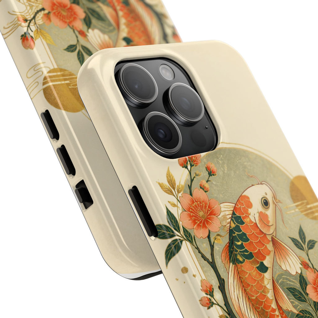 Koi Blossom Tough Phone Case — Vintage Japanese Fish Design