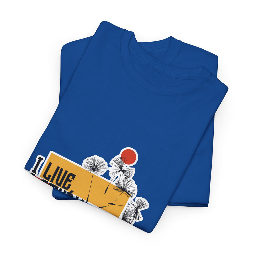 T-Shirt — I Live, I Study Graphic Tee (Minimalist Floral Collage)