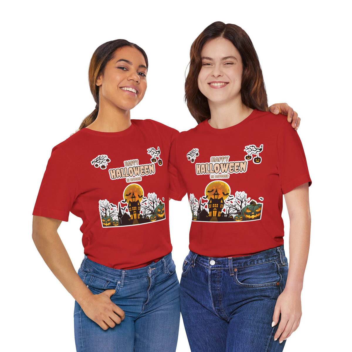Halloween Haunted House T-Shirt — "Happy Halloween" Pumpkin Spooky Tee