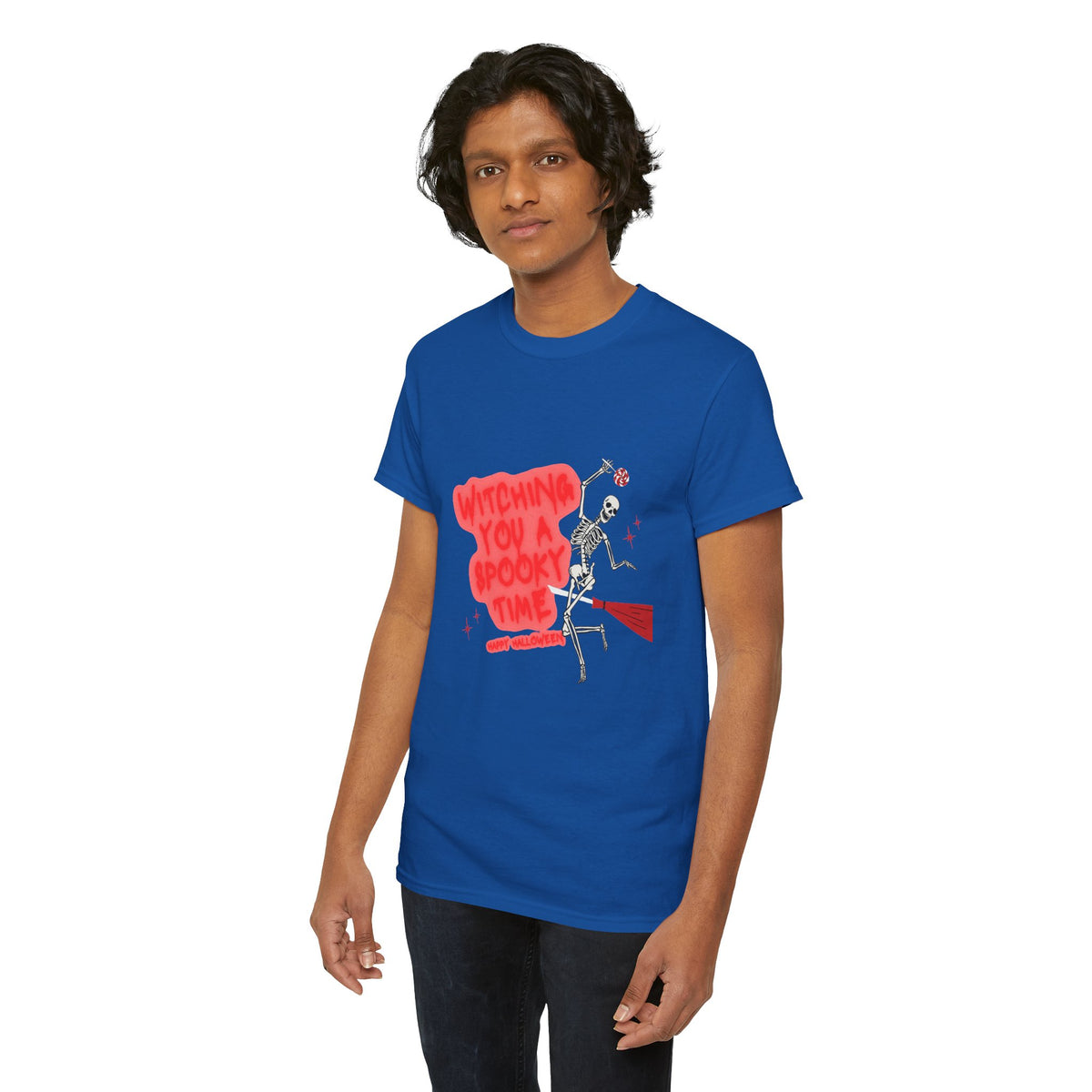 Skeleton 'Witching You a Spooky Time' Halloween T-Shirt