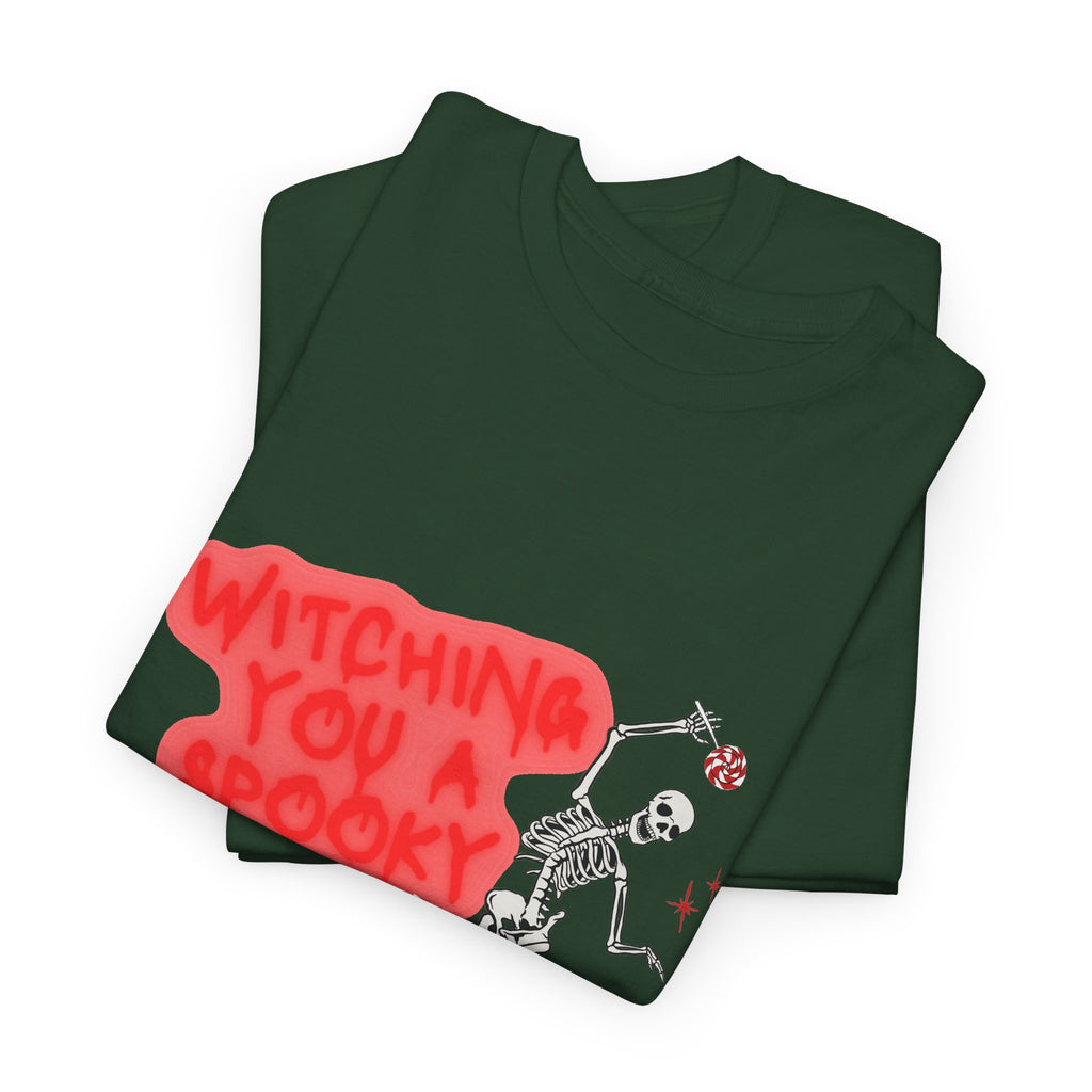 Skeleton 'Witching You a Spooky Time' Halloween T-Shirt