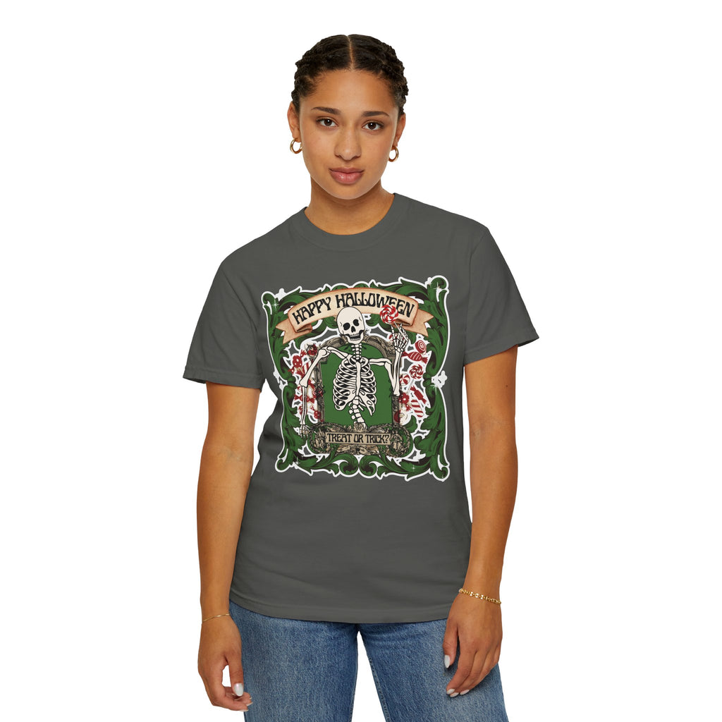 Happy Halloween Skeleton T-Shirt — Vintage Trick or Treat Graphic Tee