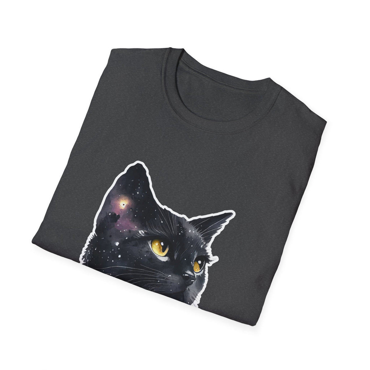 Galaxy Black Cat T-Shirt — Cosmic Cat Portrait Tee
