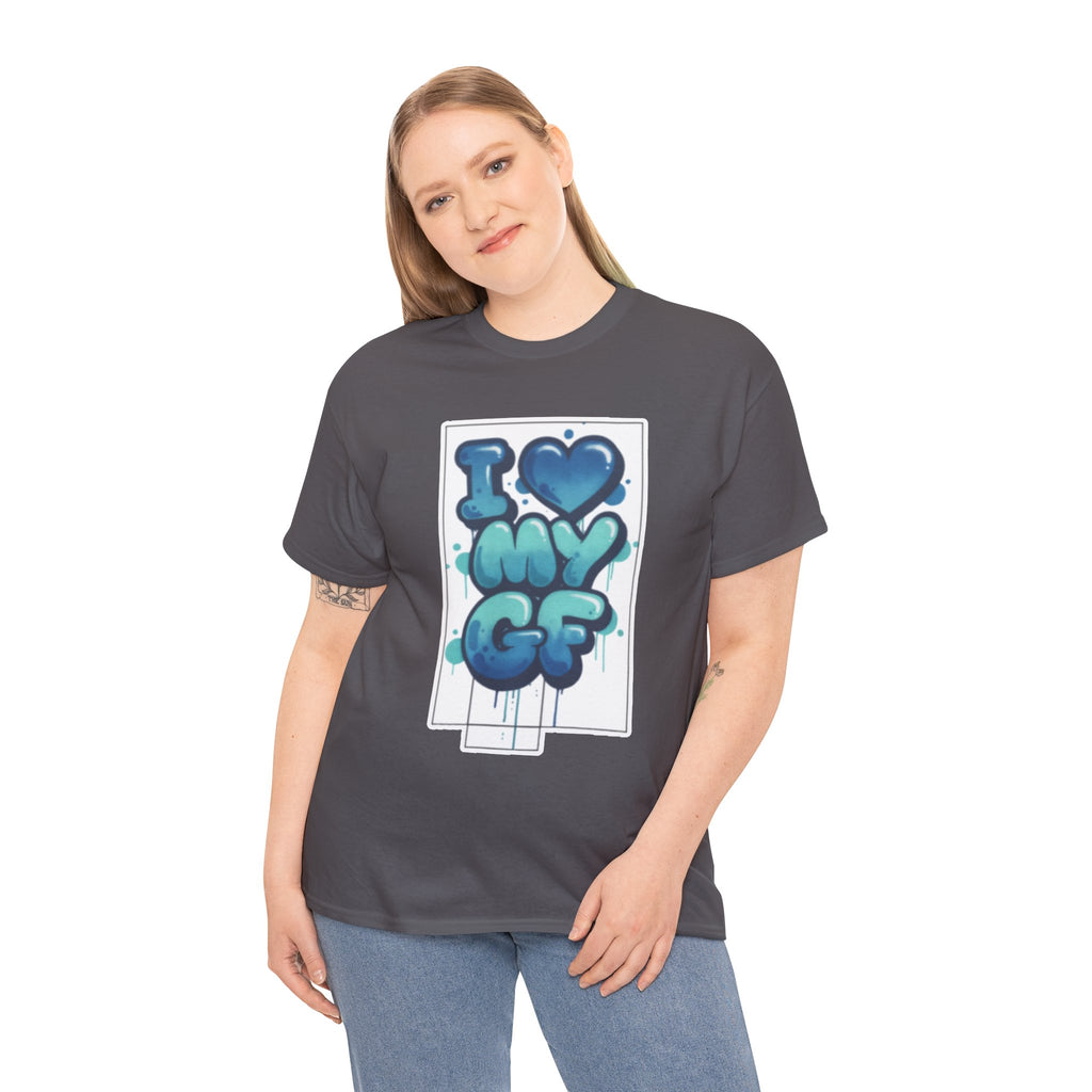 I LOVE My GF T-Shirt — Cute Blue Graffiti Love Tee for Girlfriend Gifts