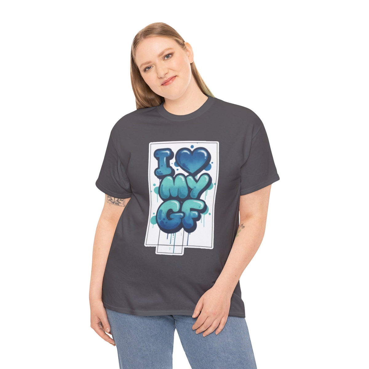 I LOVE My GF T-Shirt — Cute Blue Graffiti Love Tee for Girlfriend Gifts