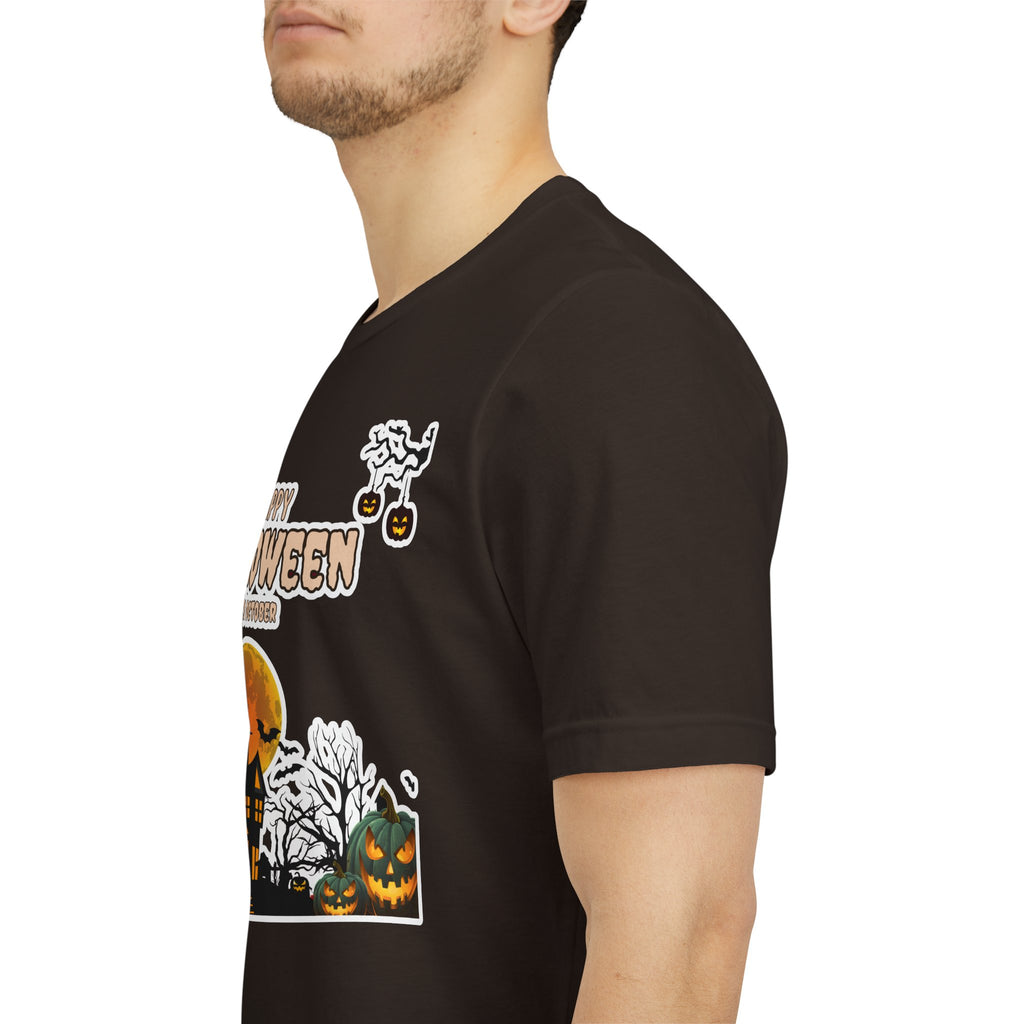Halloween Haunted House T-Shirt — "Happy Halloween" Pumpkin Spooky Tee