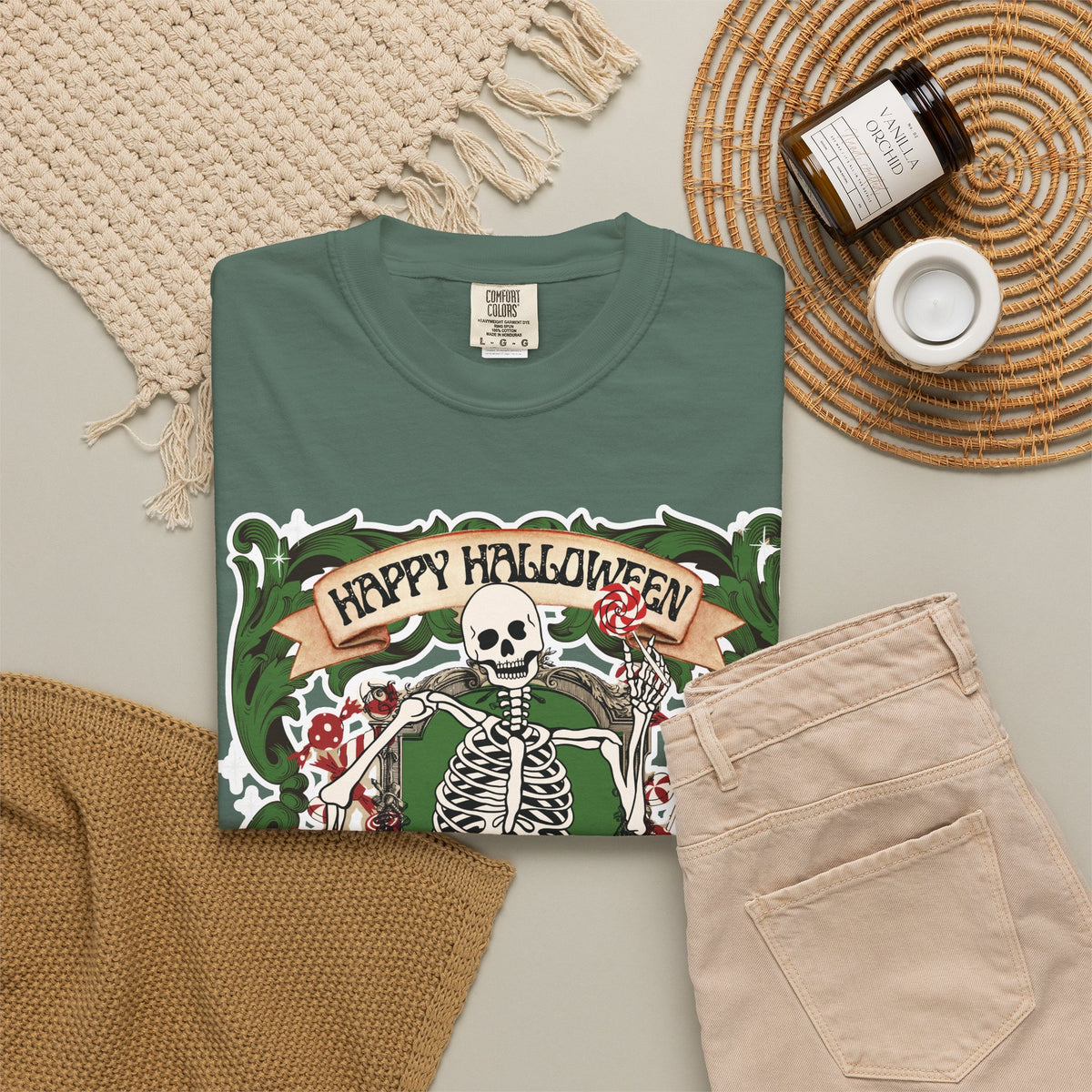 Happy Halloween Skeleton T-Shirt — Vintage Trick or Treat Graphic Tee