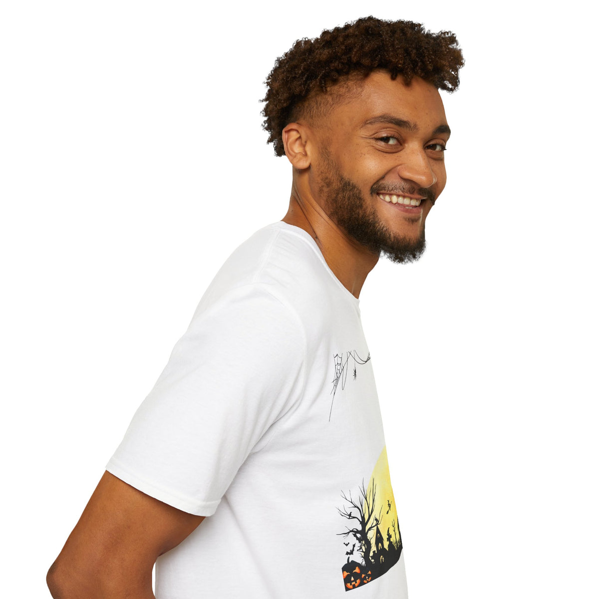 Halloween Moon Silhouette T-Shirt — Spooky Graveyard Pumpkin Scene