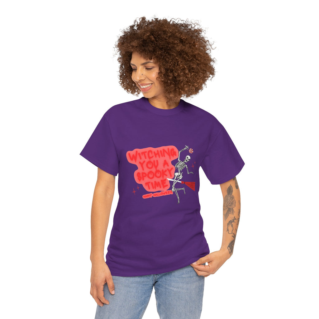 Skeleton 'Witching You a Spooky Time' Halloween T-Shirt