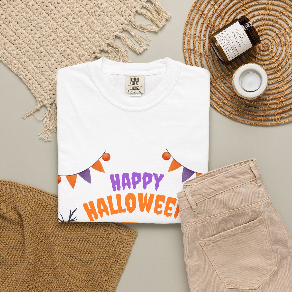 Happy Halloween T-Shirt — Ghost, Pumpkins & Graveyard Halloween Tee