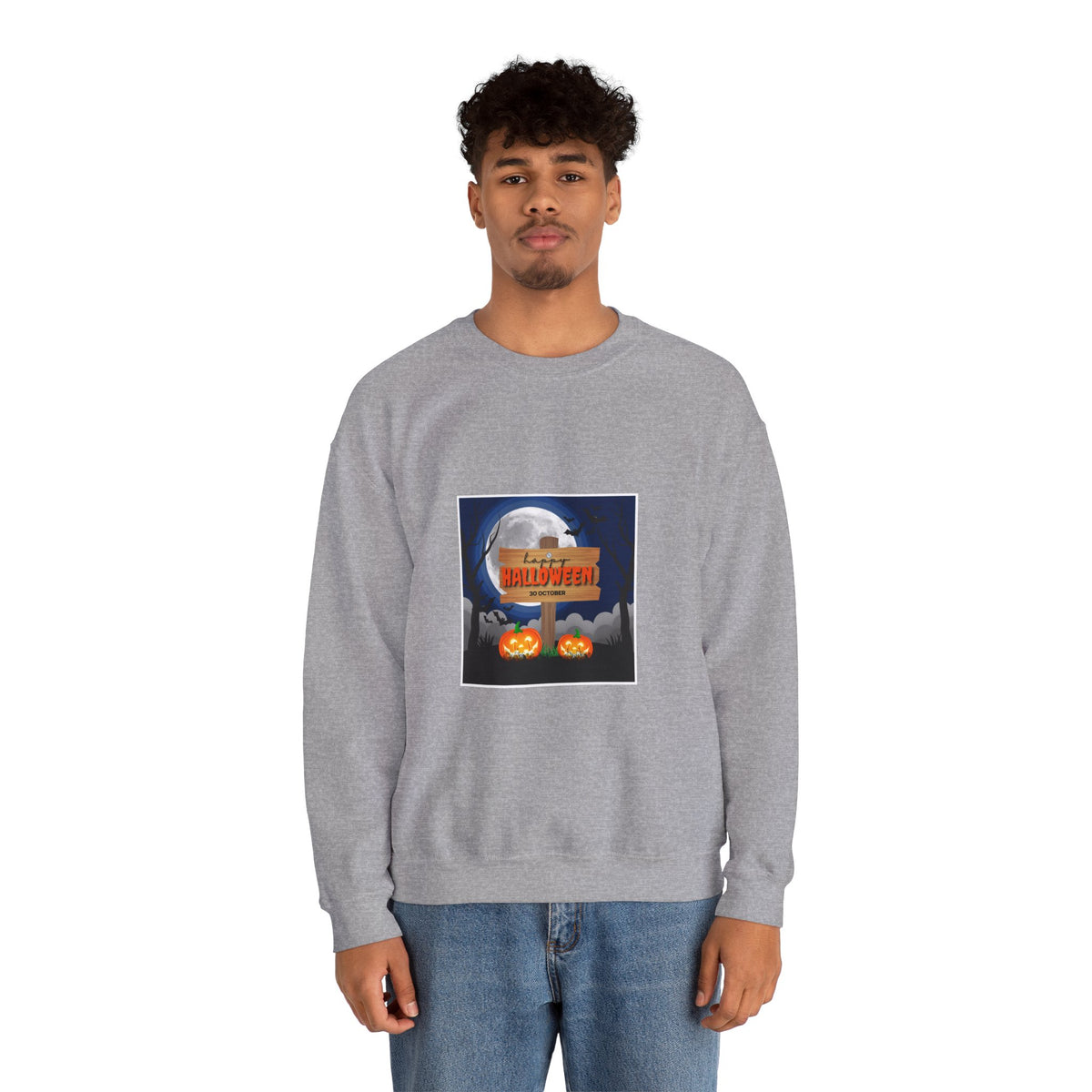 Halloween Crewneck Sweatshirt - Spooky Night Pumpkins Design
