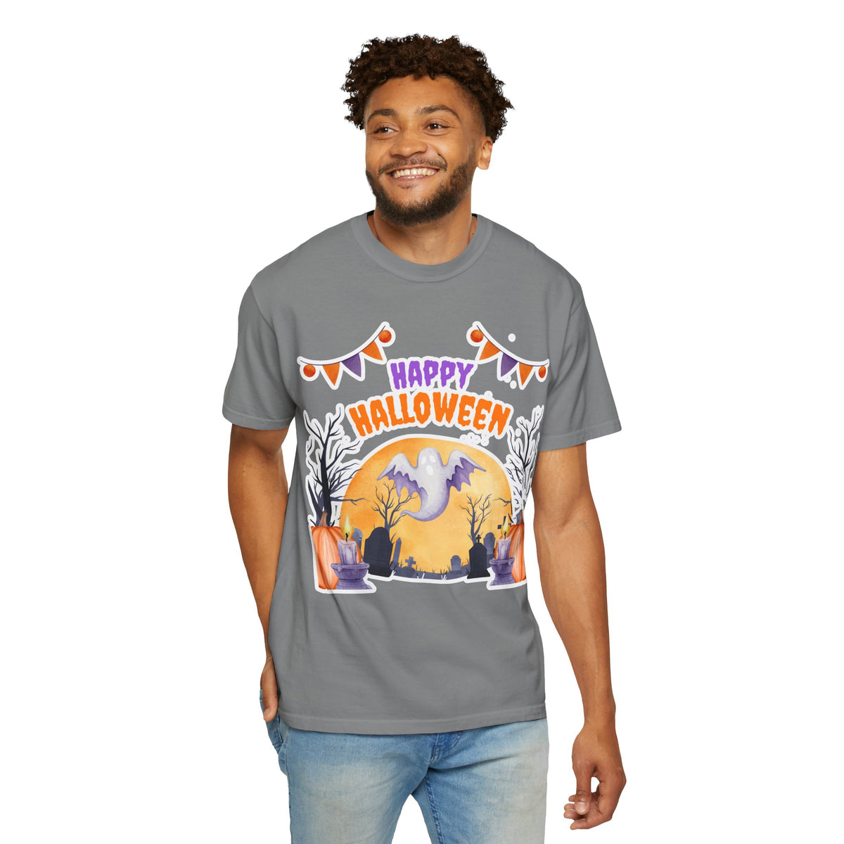 Happy Halloween T-Shirt — Ghost & Pumpkin Halloween Tee