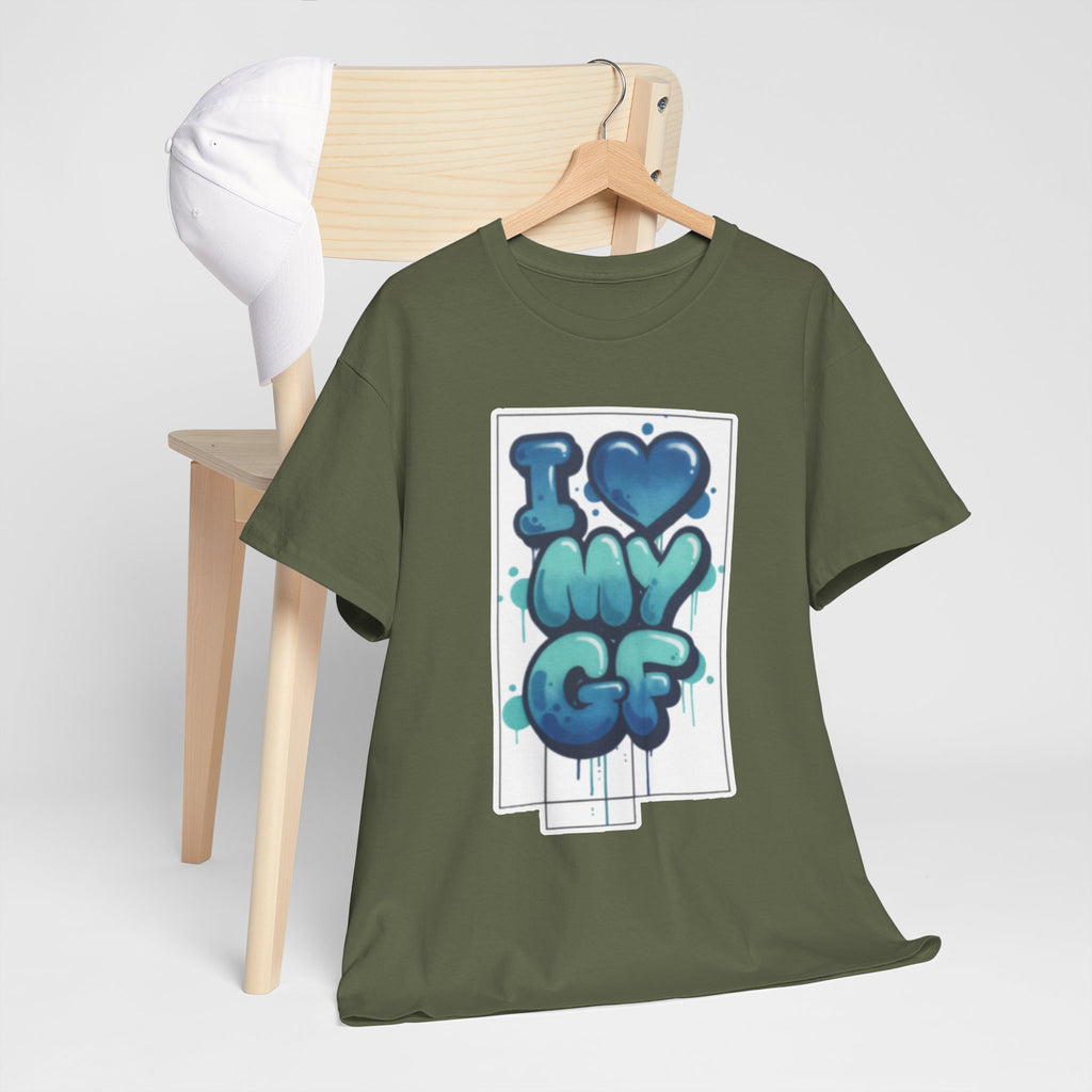 I LOVE My GF T-Shirt — Cute Blue Graffiti Love Tee for Girlfriend Gifts