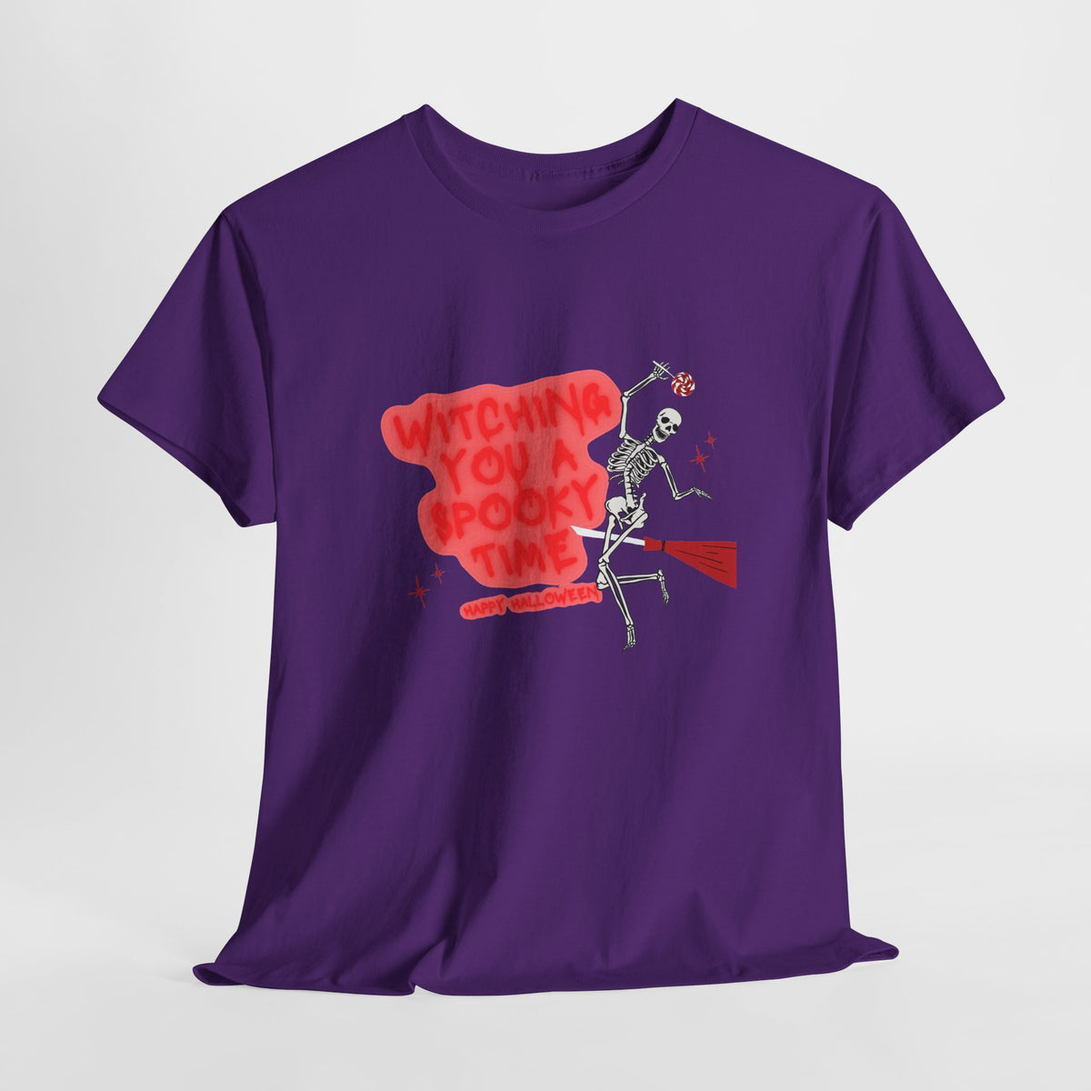 Skeleton 'Witching You a Spooky Time' Halloween T-Shirt