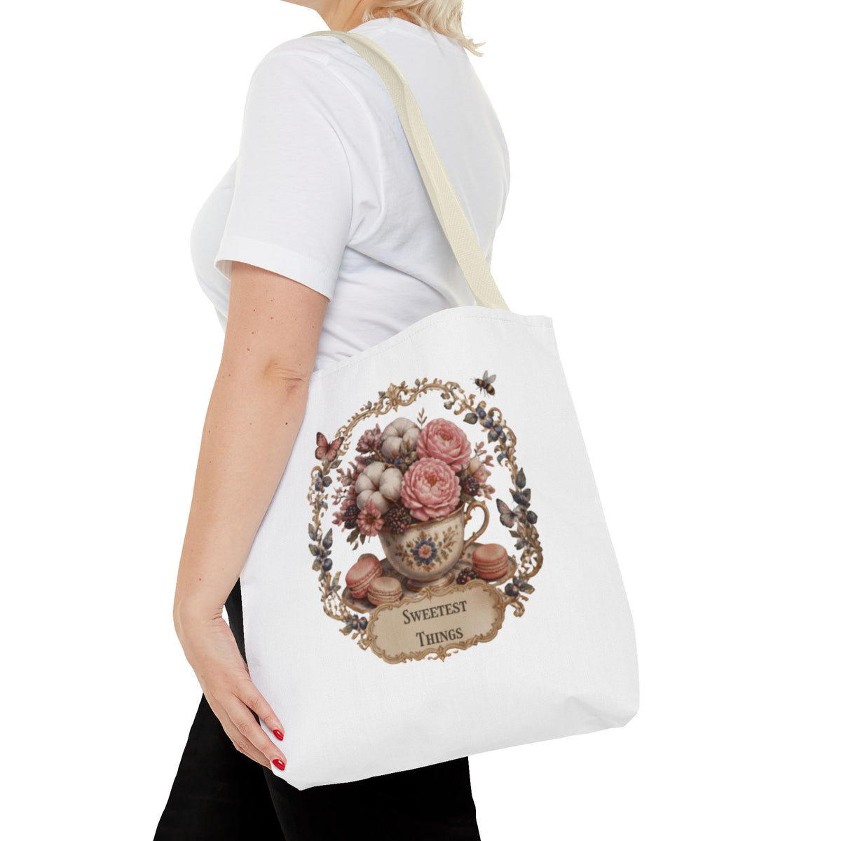 Vintage Floral Bouquet Tote — "Sweetest Things" Canvas Bag