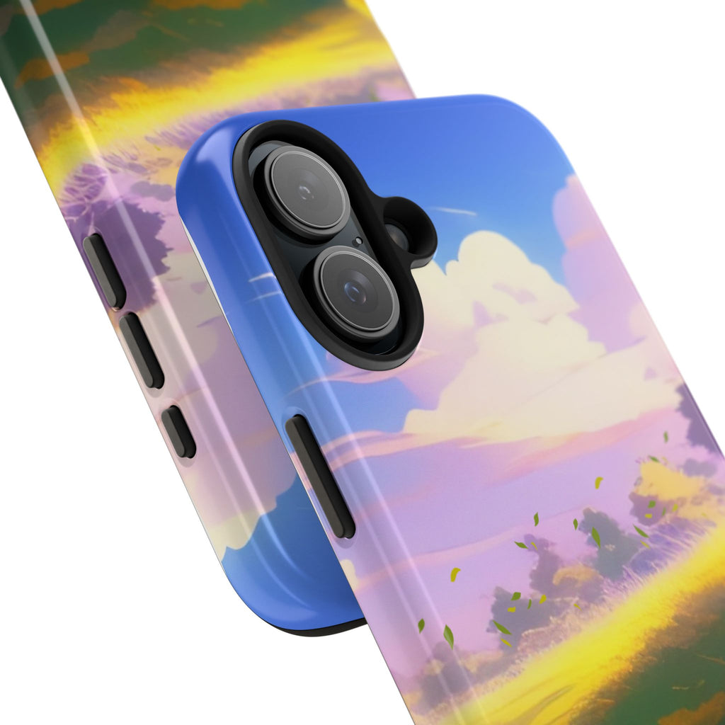 Scenic Sunset Field Tough Phone Case — Pastel Sky Landscape iPhone Case