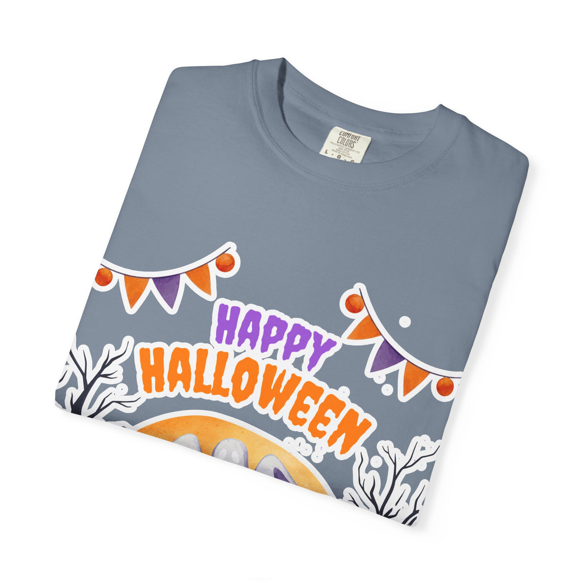 Happy Halloween T-Shirt — Ghost, Pumpkins & Graveyard Halloween Tee