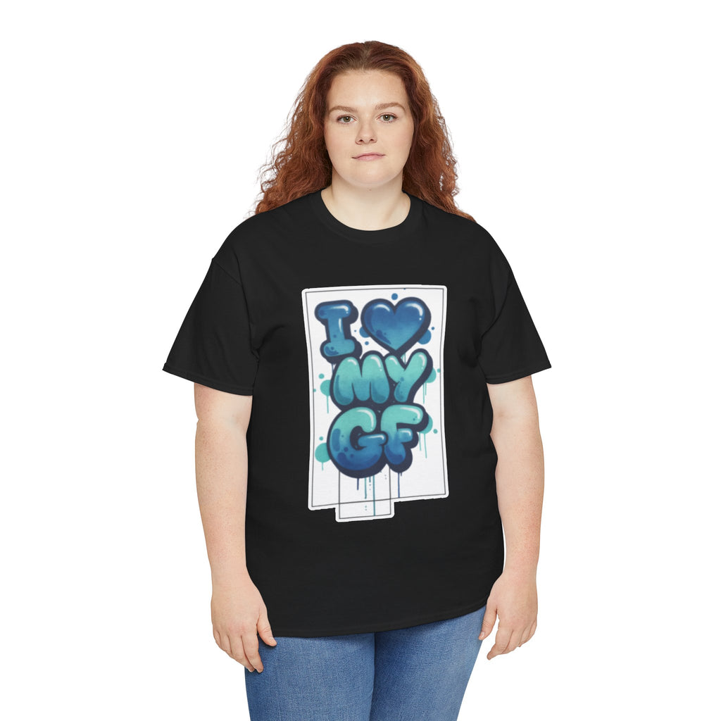 I LOVE My GF T-Shirt — Cute Blue Graffiti Love Tee for Girlfriend Gifts