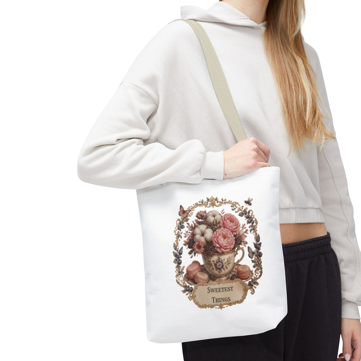 Vintage Floral Bouquet Tote — "Sweetest Things" Canvas Bag