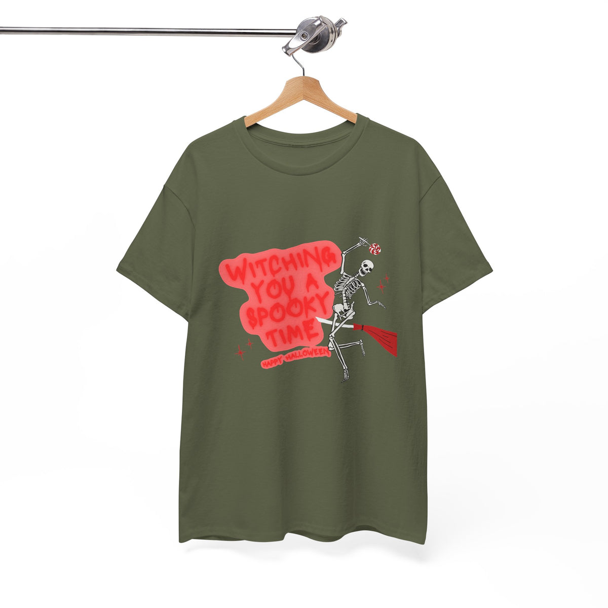 Skeleton 'Witching You a Spooky Time' Halloween T-Shirt