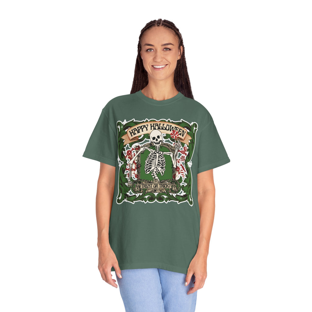 Happy Halloween Skeleton T-Shirt — Vintage Trick or Treat Graphic Tee