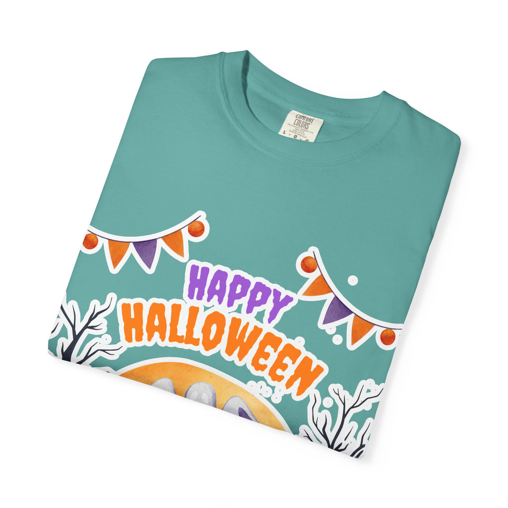 Happy Halloween T-Shirt — Ghost, Pumpkins & Graveyard Halloween Tee