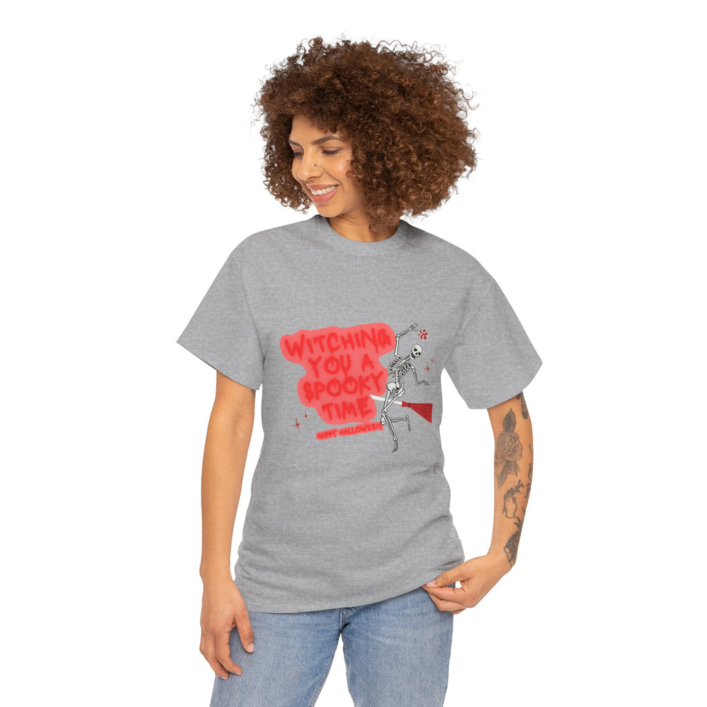 Skeleton 'Witching You a Spooky Time' Halloween T-Shirt