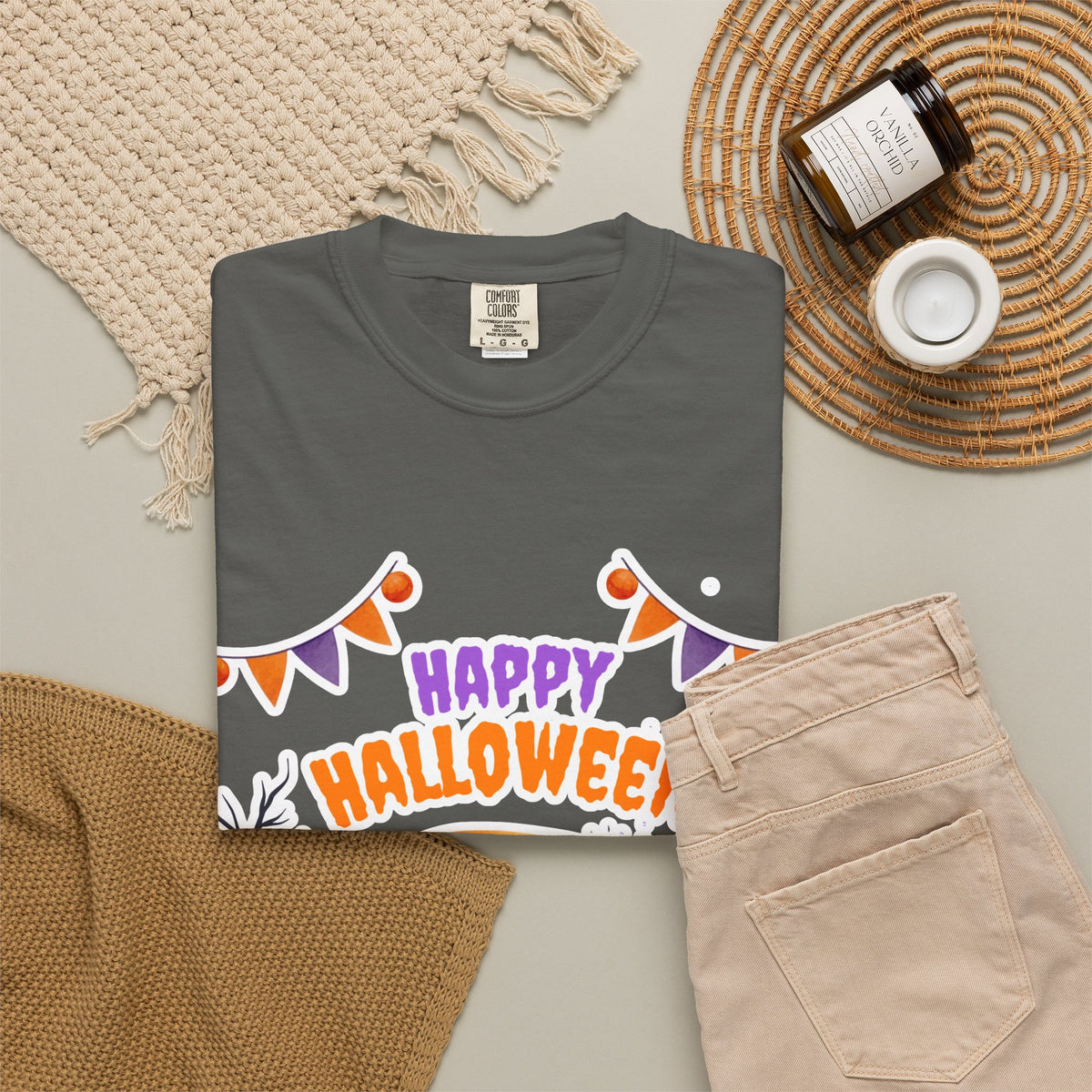 Happy Halloween T-Shirt — Ghost, Pumpkins & Graveyard Halloween Tee