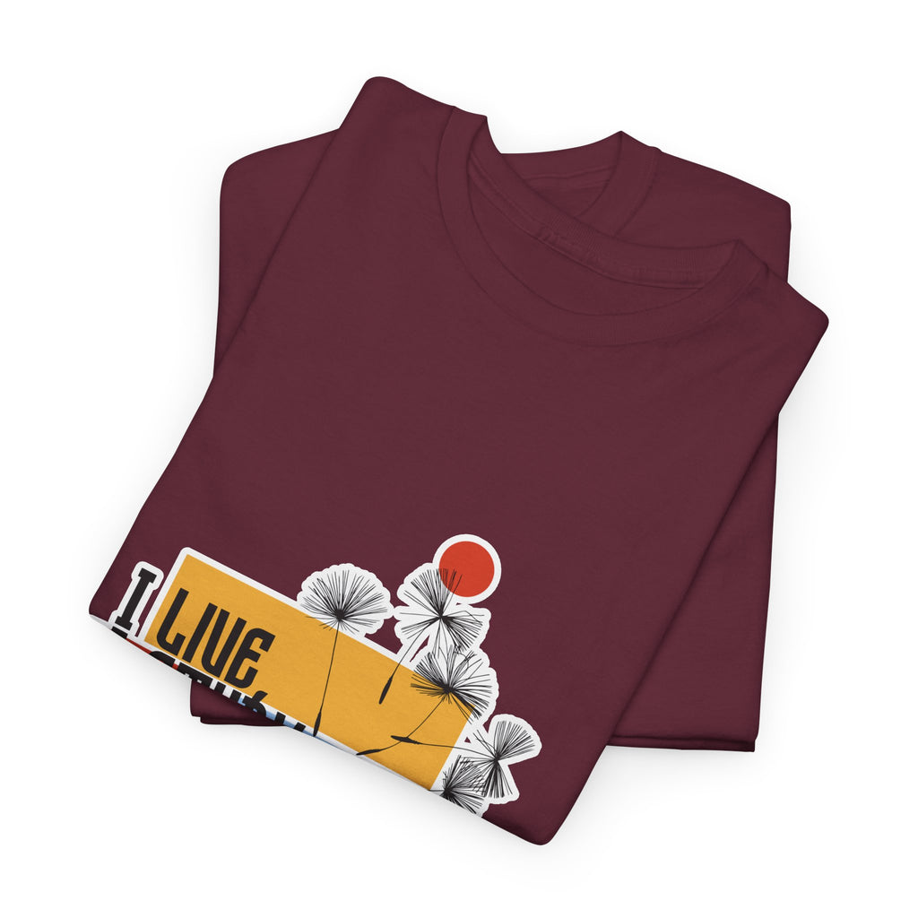 T-Shirt — I Live, I Study Graphic Tee (Minimalist Floral Collage)