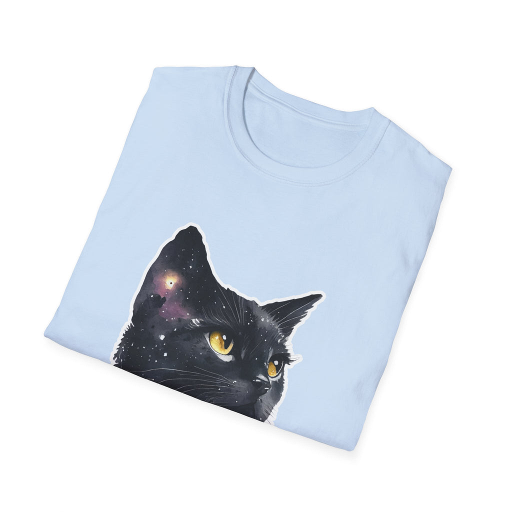 Galaxy Black Cat T-Shirt — Cosmic Cat Portrait Tee