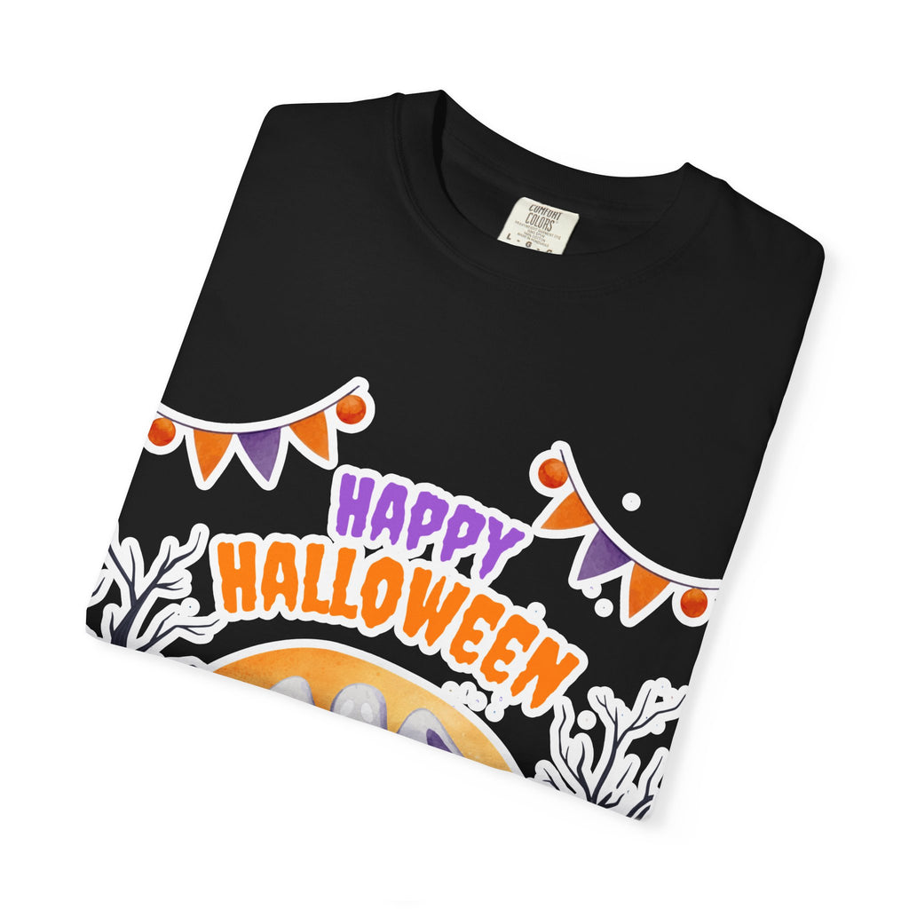 Happy Halloween T-Shirt — Ghost, Pumpkins & Graveyard Halloween Tee