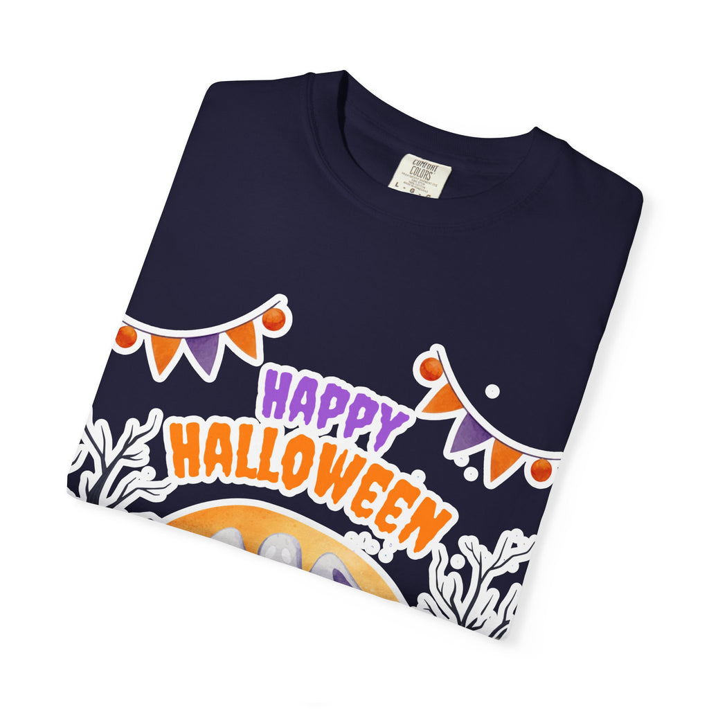 Happy Halloween T-Shirt — Ghost, Pumpkins & Graveyard Halloween Tee