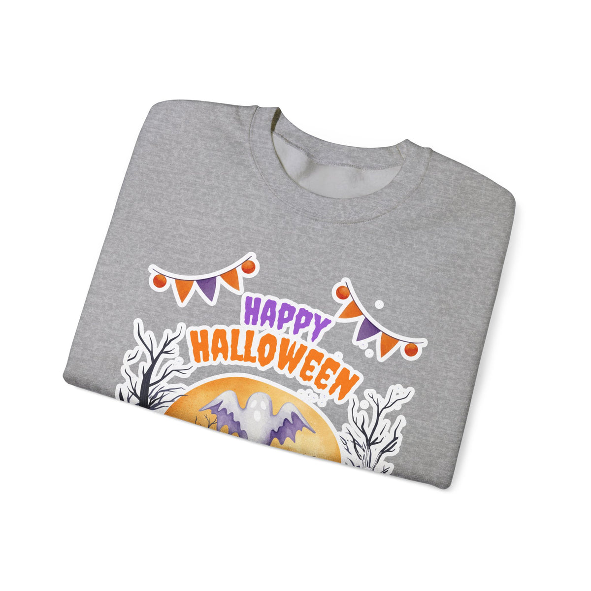 Happy Halloween Crewneck Sweatshirt — Cute Ghost Pumpkin Halloween Sweater