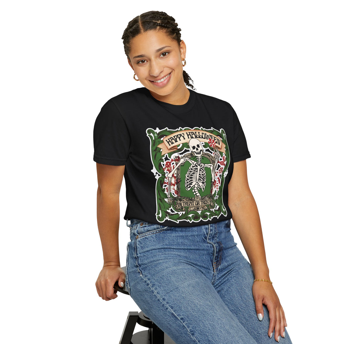 Happy Halloween Skeleton T-Shirt — Vintage Trick or Treat Graphic Tee