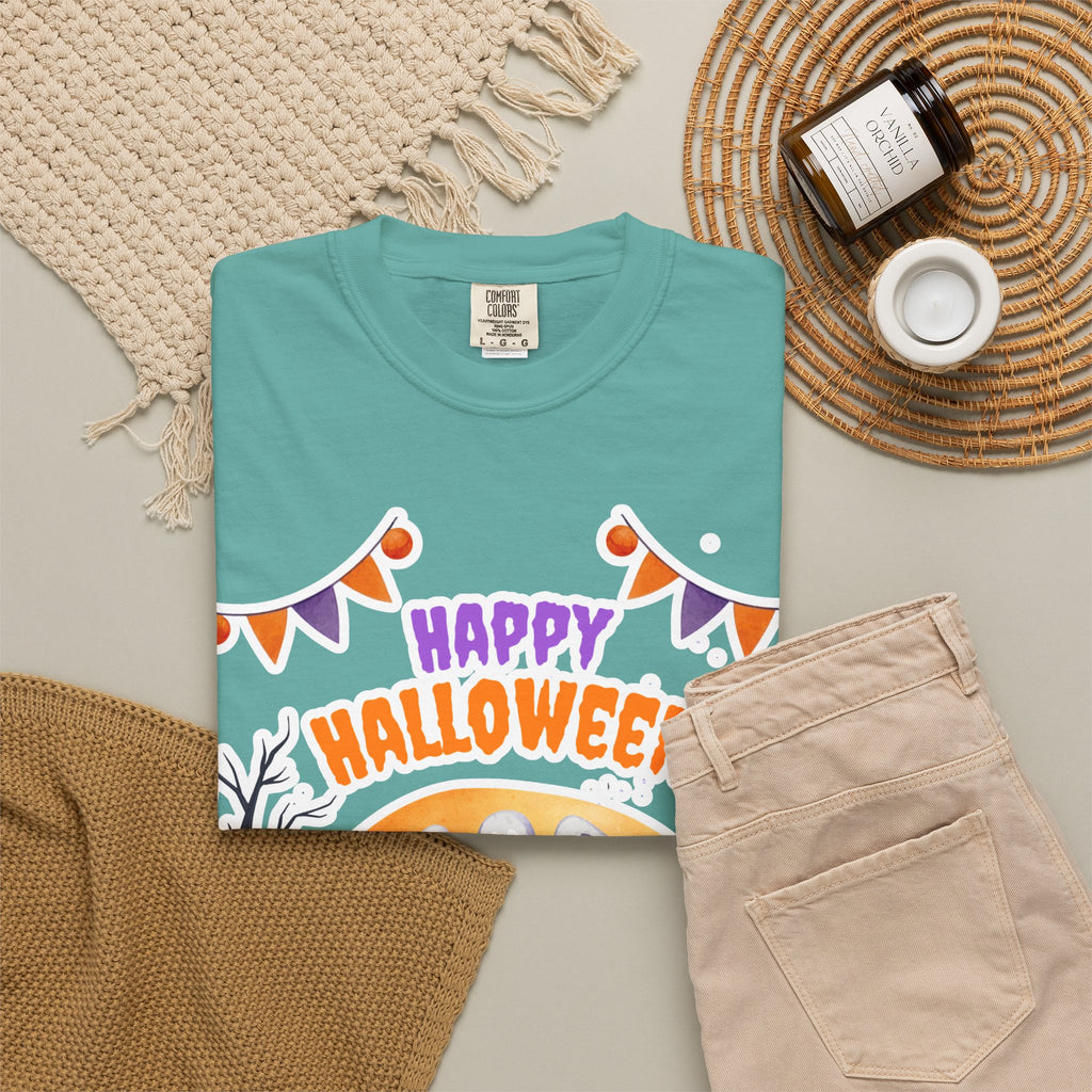 Happy Halloween T-Shirt — Ghost & Pumpkin Halloween Tee